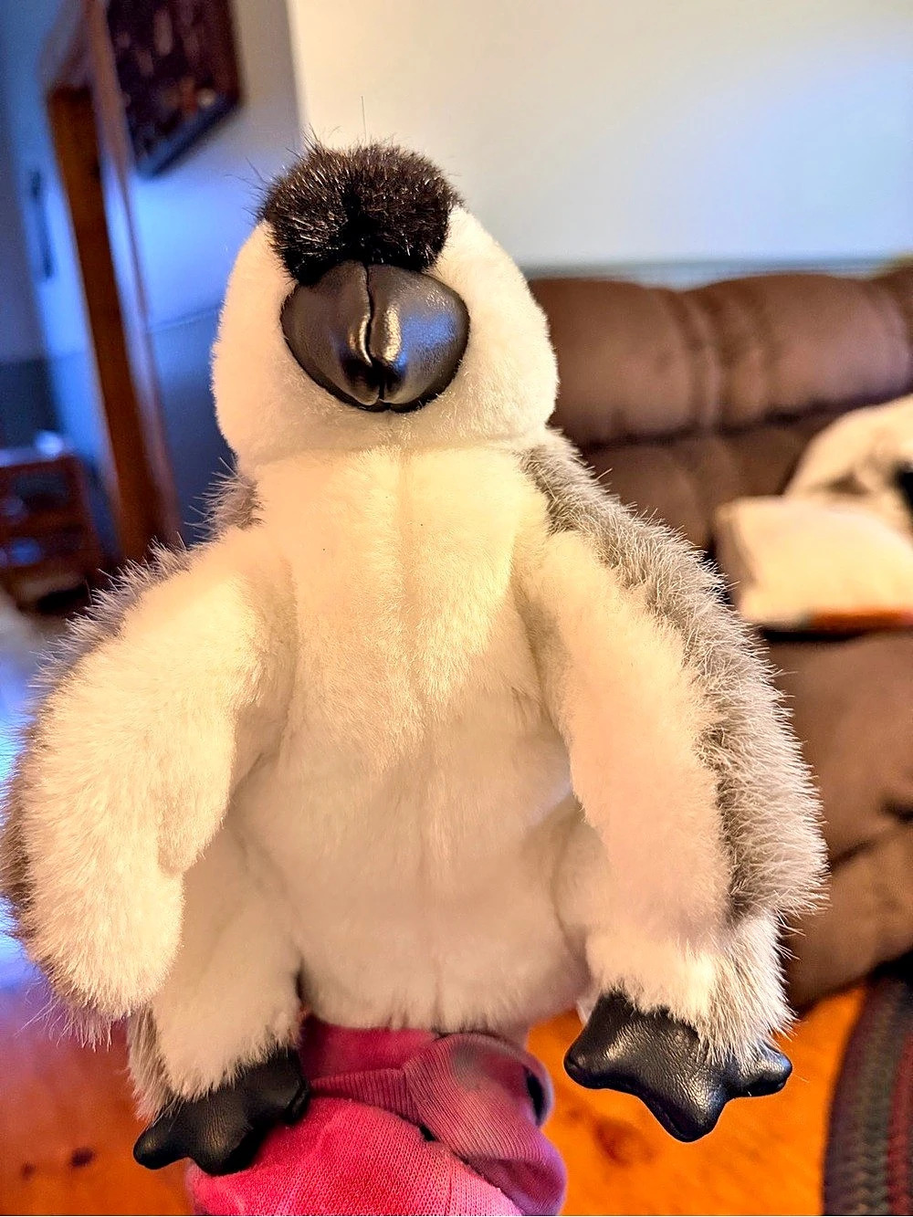 Folkmanis Baby Emperor Penguin Hand Puppet Gray & White